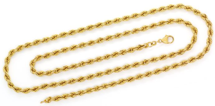 Foto 1 - Lange Gelbgoldkette im Kordel Muster in 80cm Länge, 14K, K2729